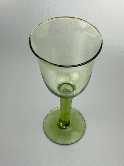 End of the Day Green Drinking Glass - Unique Piece 8 1/4" Tall