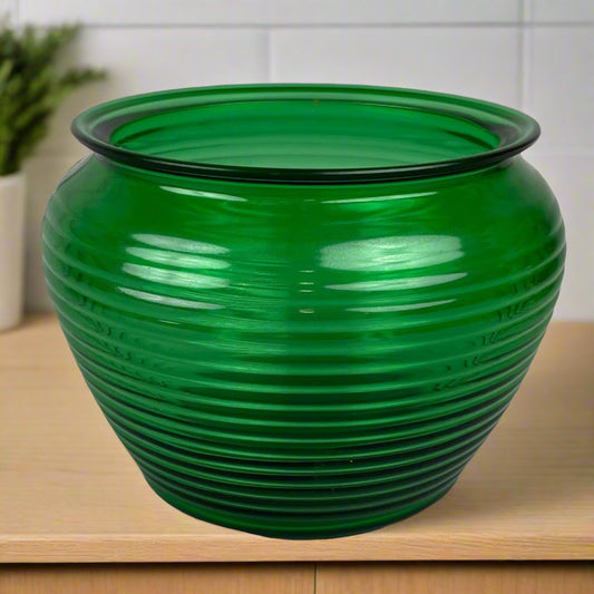 Emerald Green Glass Vase (Bee Hive Look) 5" Tall