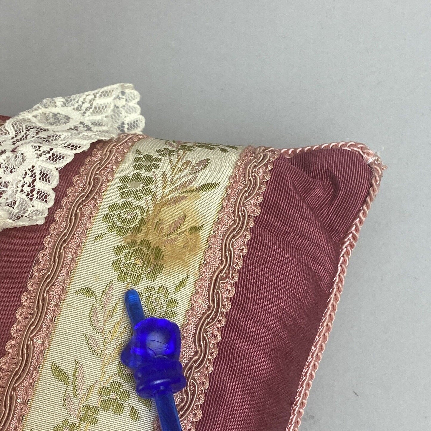 Pair of Vintage 'Georgia Vienna' Made in England Decorative Pillows w/Lace