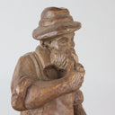 17" Vintage Carved Wood Old Man With Ax And Pipe- Made In Germany