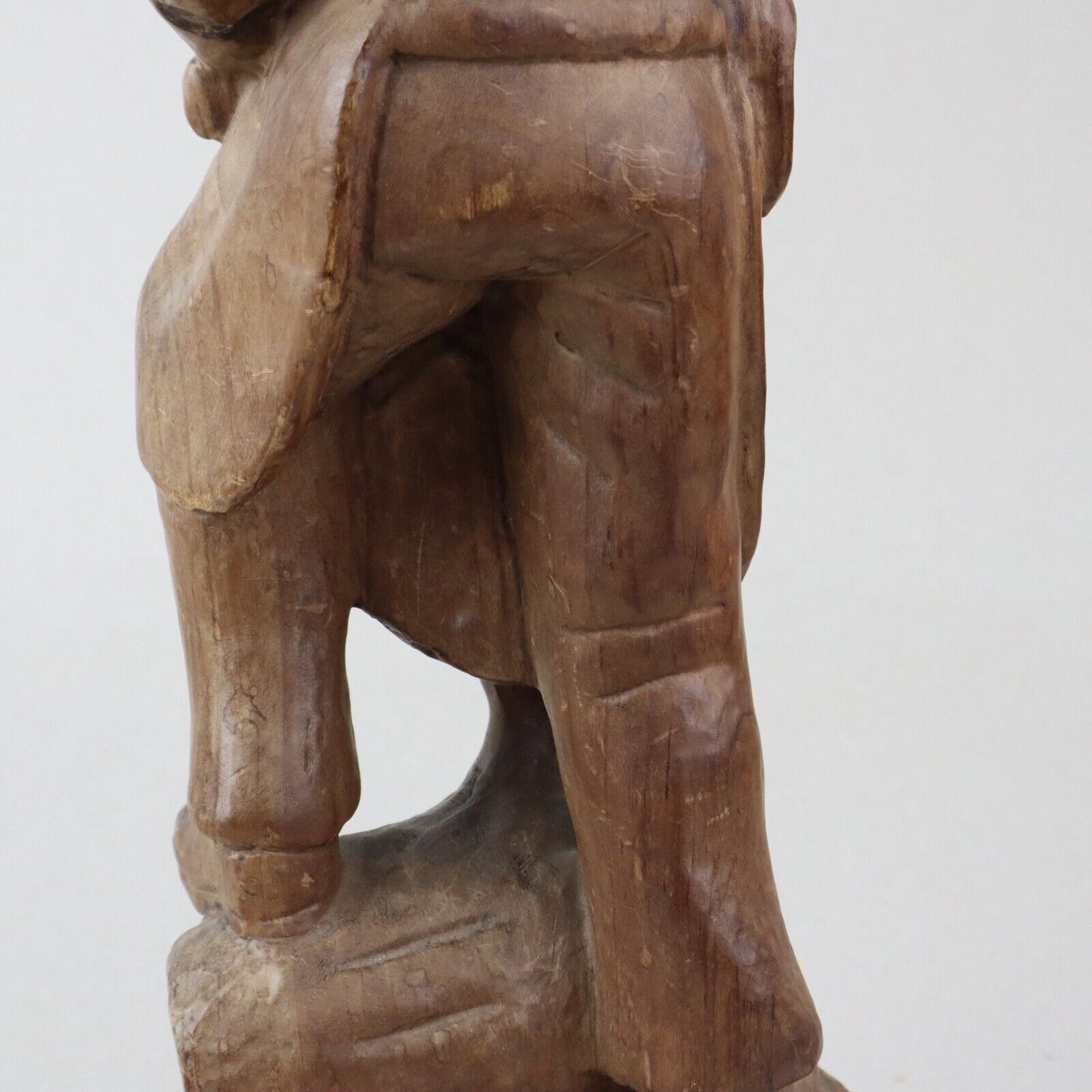 17" Vintage Carved Wood Old Man With Ax And Pipe- Made In Germany