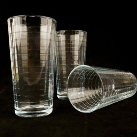 Lot of 3 Vintage Pasabahce “Doro” Glass Tumblers 12oz. HORIZONTAL Band Ridges