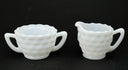 Jeannette Cube Milk Glass - Creamer and Sugar