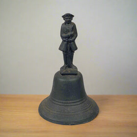 Vintage Cast Iron Bell with Civil War Soldier on the Top 6.5" tall x 4.2"
