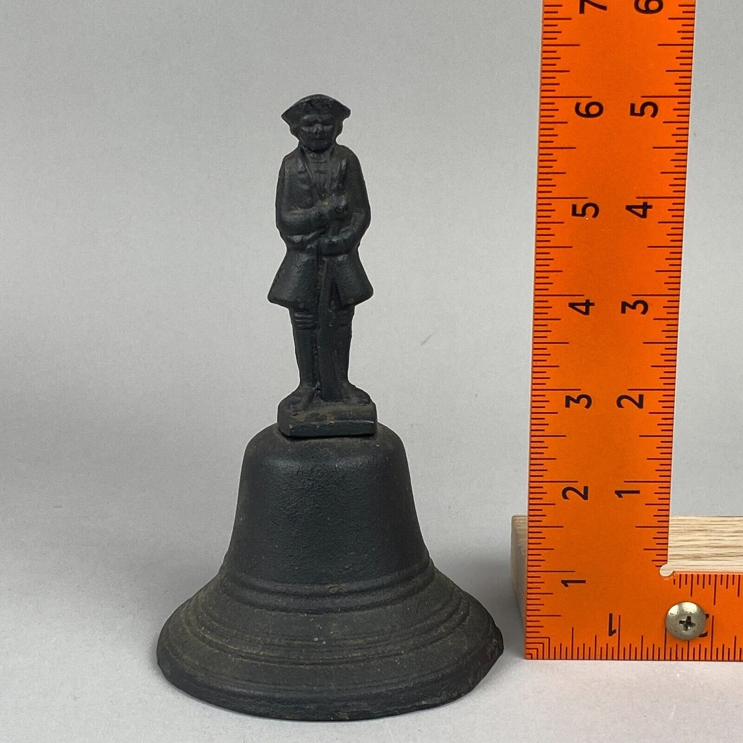 Vintage Cast Iron Bell with Civil War Soldier on the Top 6.5" tall x 4.2"