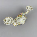 Pair of Antique Dresden Candle Holders with Flower Details and Gold Accents