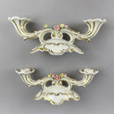 Pair of Antique Dresden Candle Holders with Flower Details and Gold Accents