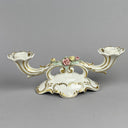 Pair of Antique Dresden Candle Holders with Flower Details and Gold Accents