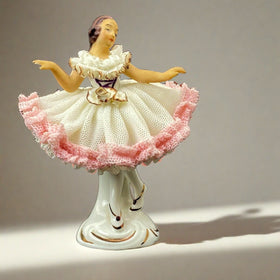 Alka 'Ninette' German Dresden Lace Porcelain Dancer 3.5" Tall