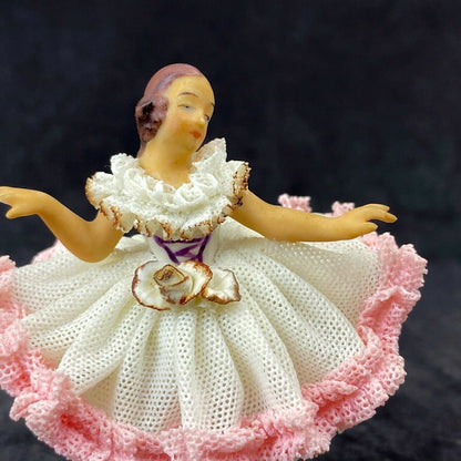 Alka 'Ninette' German Dresden Lace Porcelain Dancer 3.5" Tall