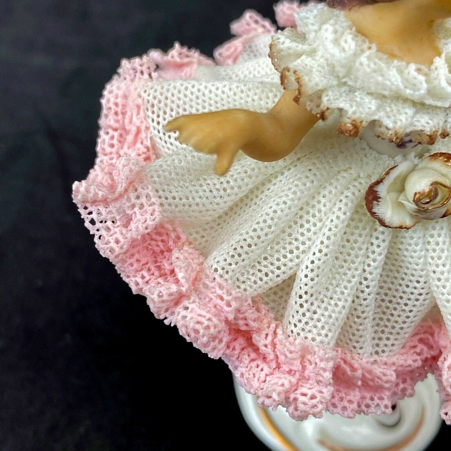 Alka 'Ninette' German Dresden Lace Porcelain Dancer 3.5" Tall