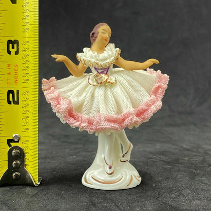 Alka 'Ninette' German Dresden Lace Porcelain Dancer 3.5" Tall