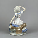 Vintage Lladro Nao Sitting Girl Long Dress Hat Porcelain Figurine 11-3/4"