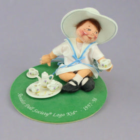 Annalee Doll Society 1997-98 "Tea Time" Membership Kit Logo Kid 7 In. Tall