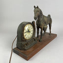 Antique Bronzed Horse with Lanshire Electric  Clock made in Chicago, IL, USA