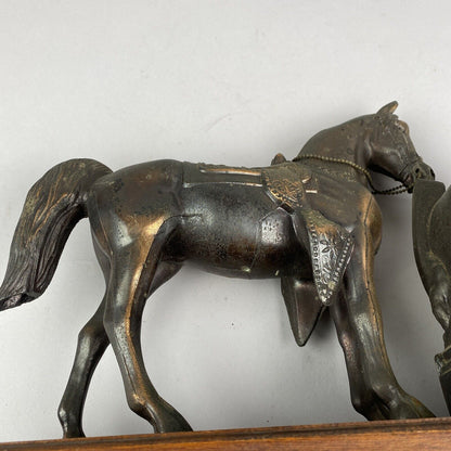 Antique Bronzed Horse with Lanshire Electric  Clock made in Chicago, IL, USA