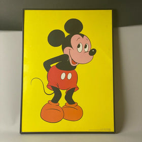 Vintage Unique Disney Mickey Mouse Framed Picture 24" x18"