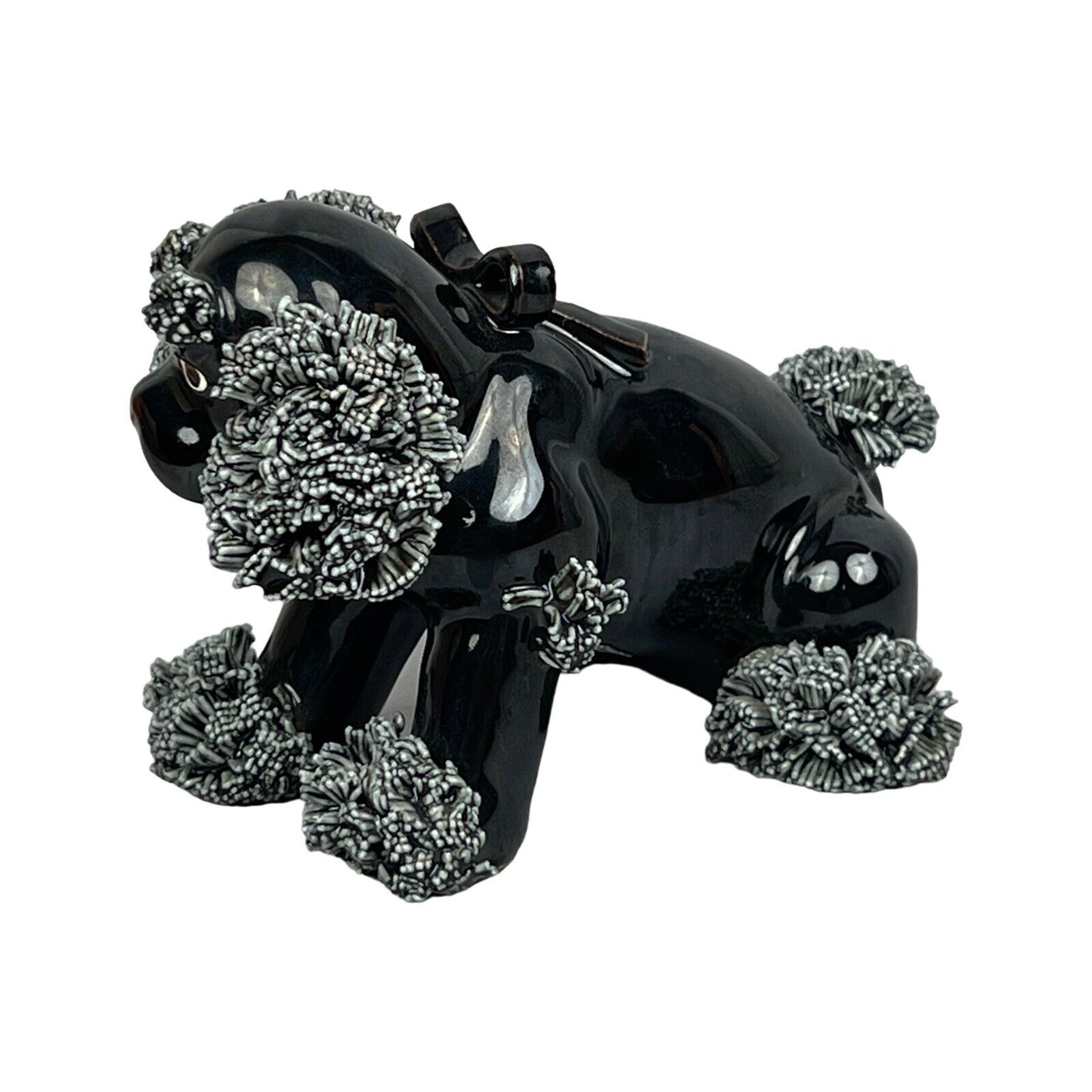 Poodle Vintage Spaghetti Black Poodle Figurine (Japan)