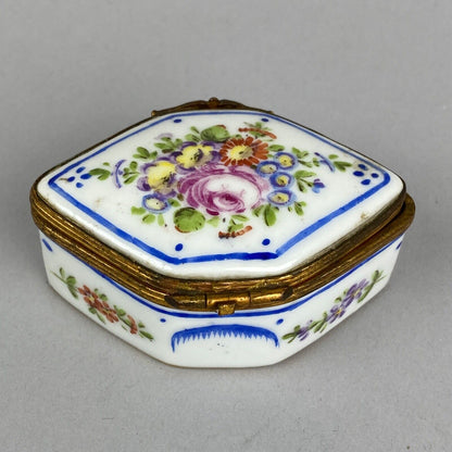 Vintage Limoges France Porcelain White and Gold Color Trim Trinket Box