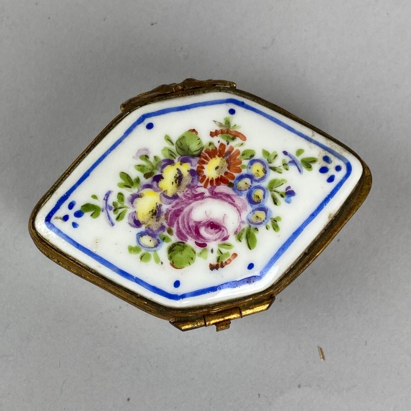 Vintage Limoges France Porcelain White and Gold Color Trim Trinket Box
