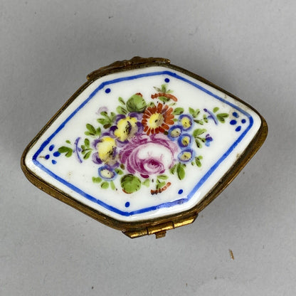 Vintage Limoges France Porcelain White and Gold Color Trim Trinket Box