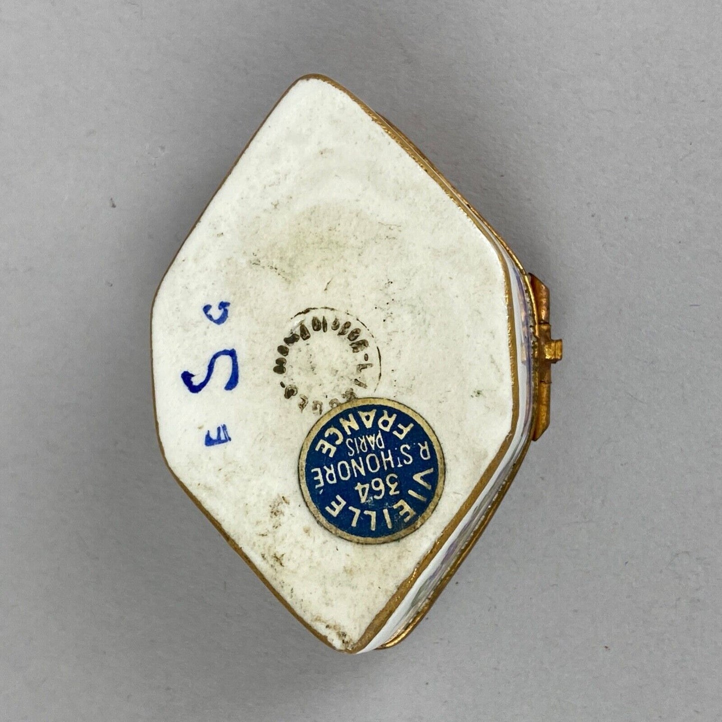Vintage Limoges France Porcelain White and Gold Color Trim Trinket Box