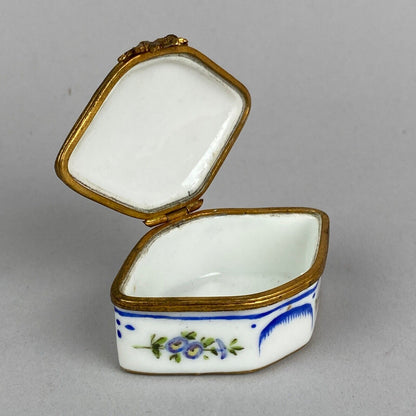 Vintage Limoges France Porcelain White and Gold Color Trim Trinket Box