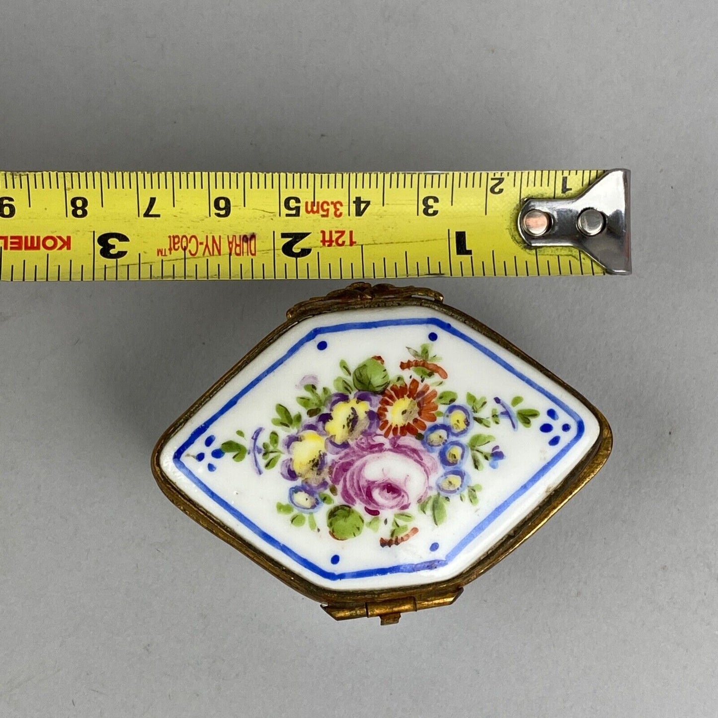 Vintage Limoges France Porcelain White and Gold Color Trim Trinket Box