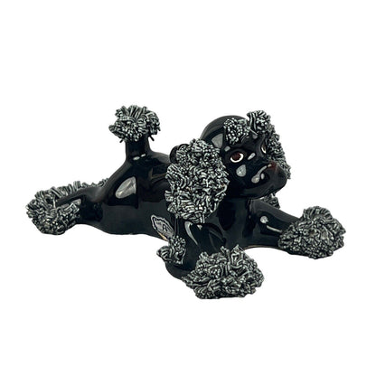 Poodle Vintage Spaghetti Black Poodle Figurine 2.5" Tall x 4.5" (Japan)