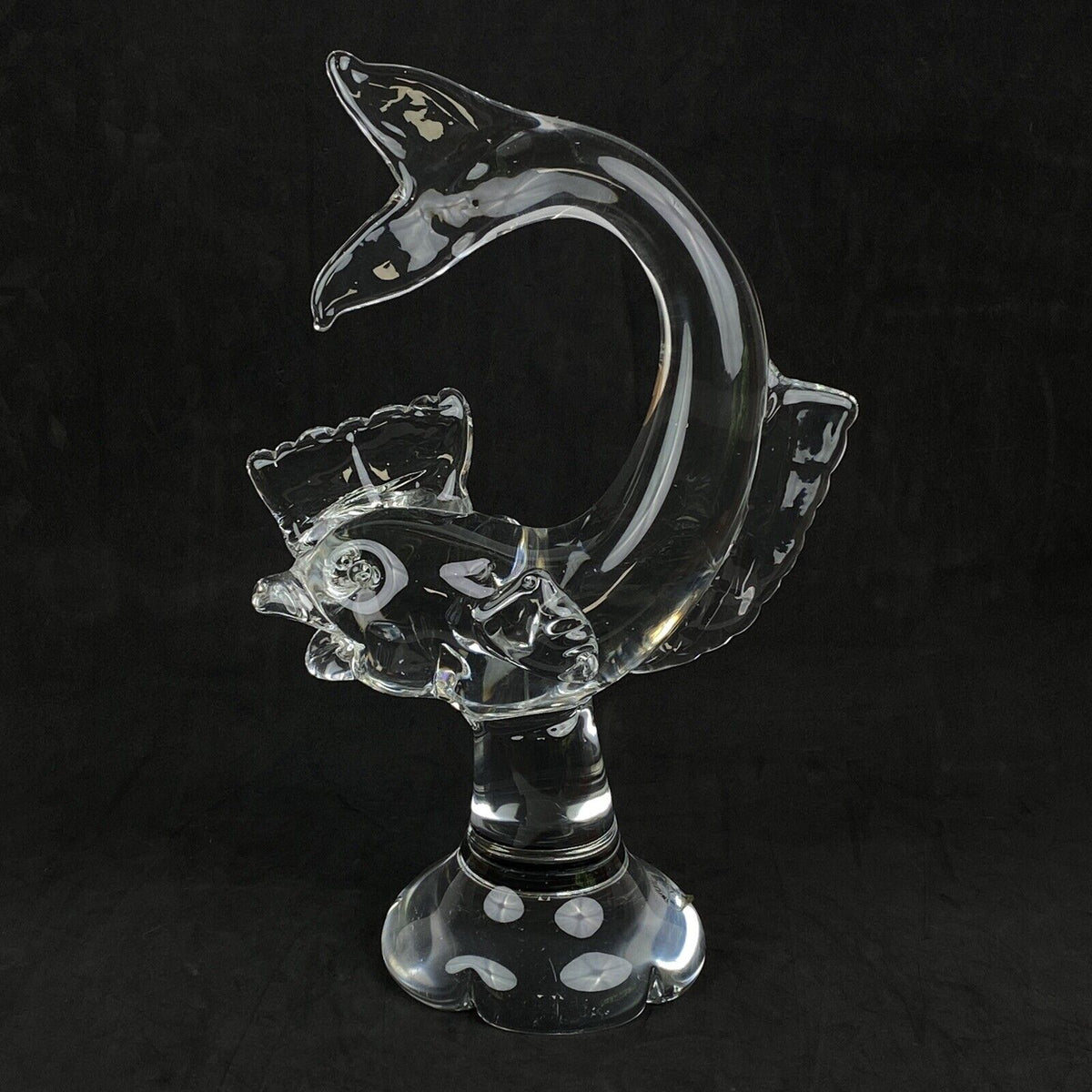 Imperial Crystal Art Glass Fish Sculpture Made in Slovakia 13.75" Tall