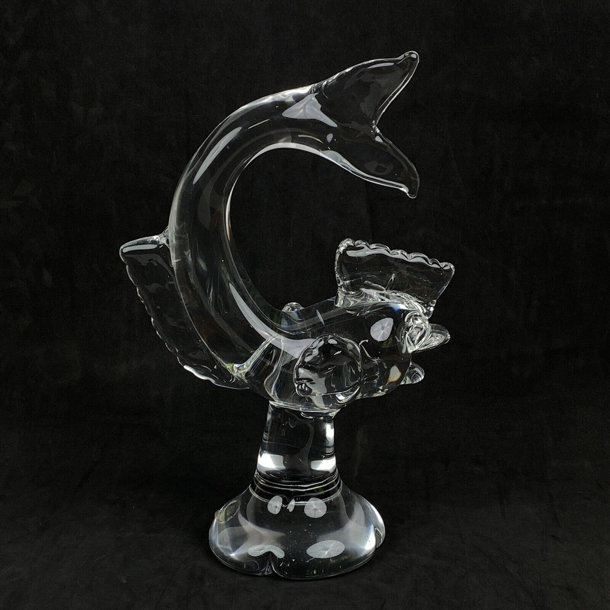 Imperial Crystal Art Glass Fish Sculpture Made in Slovakia 13.75" Tall