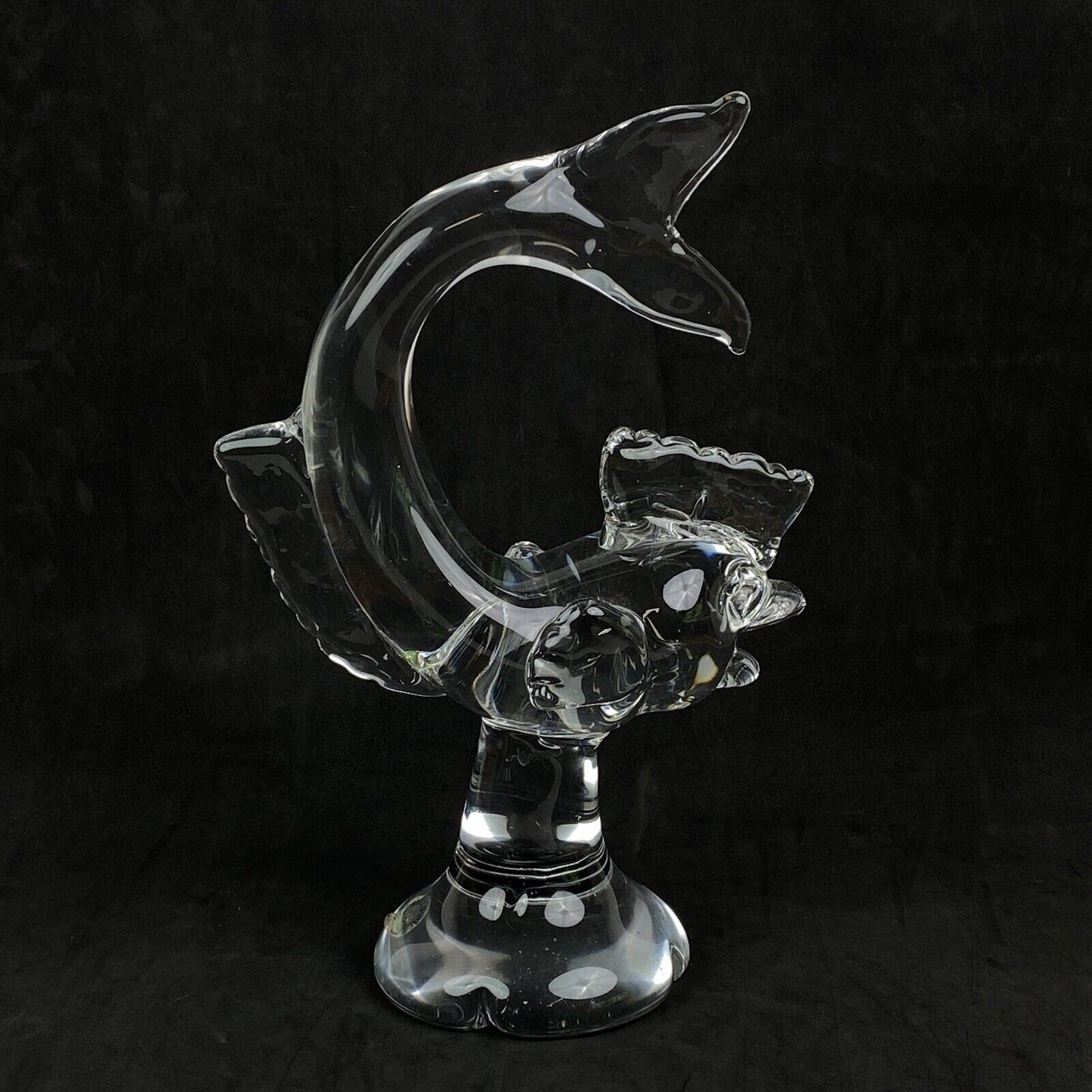 Imperial Crystal Art Glass Fish Sculpture Made in Slovakia 13.75" Tall