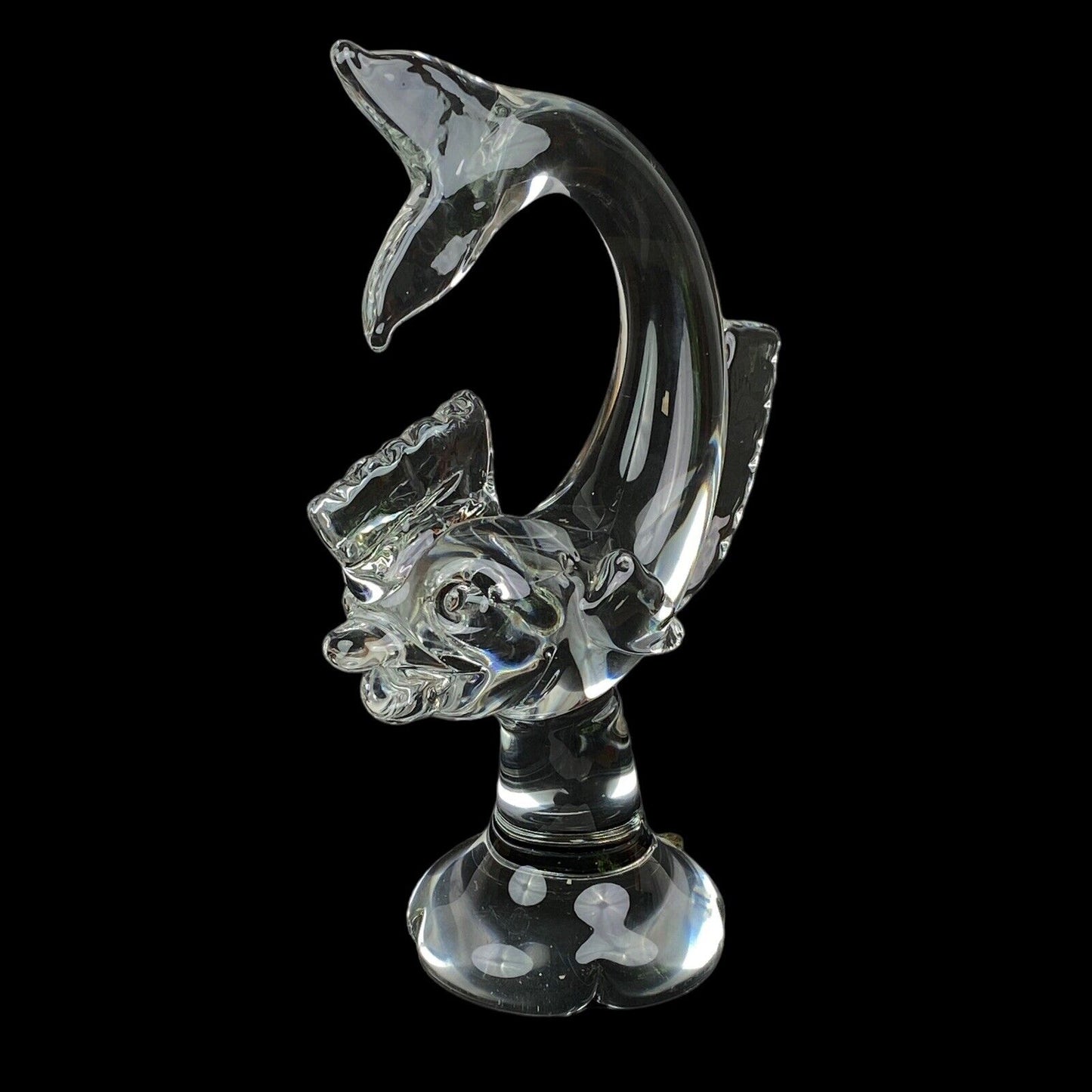 Imperial Crystal Art Glass Fish Sculpture Made in Slovakia 13.75" Tall