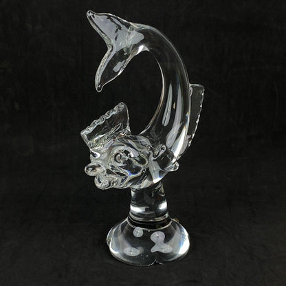 Imperial Crystal Art Glass Fish Sculpture Made in Slovakia 13.75" Tall