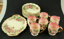 Collectible Majolica Takahashi San Francisco Cups, Dessert Plates &Tray (Flower)