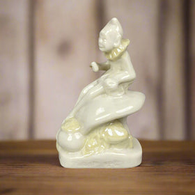 Unique Belleek Irish Porcelain Figurine Depicting an Elf on Mushrooms 5.25" Tall