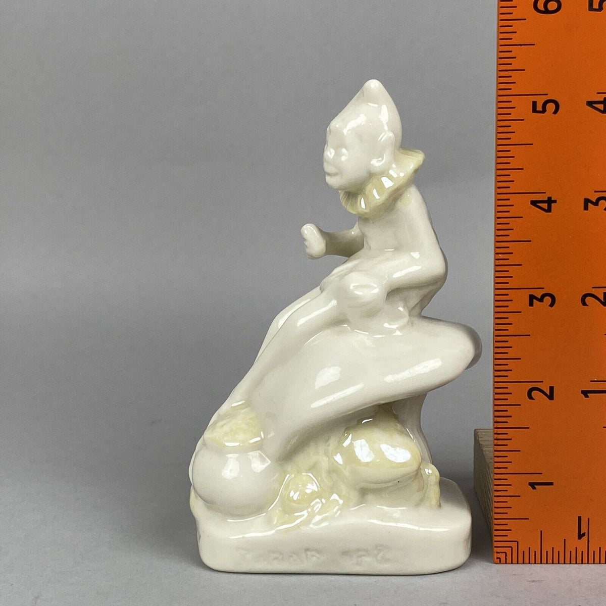 Unique Belleek Irish Porcelain Figurine Depicting an Elf on Mushrooms 5.25" Tall