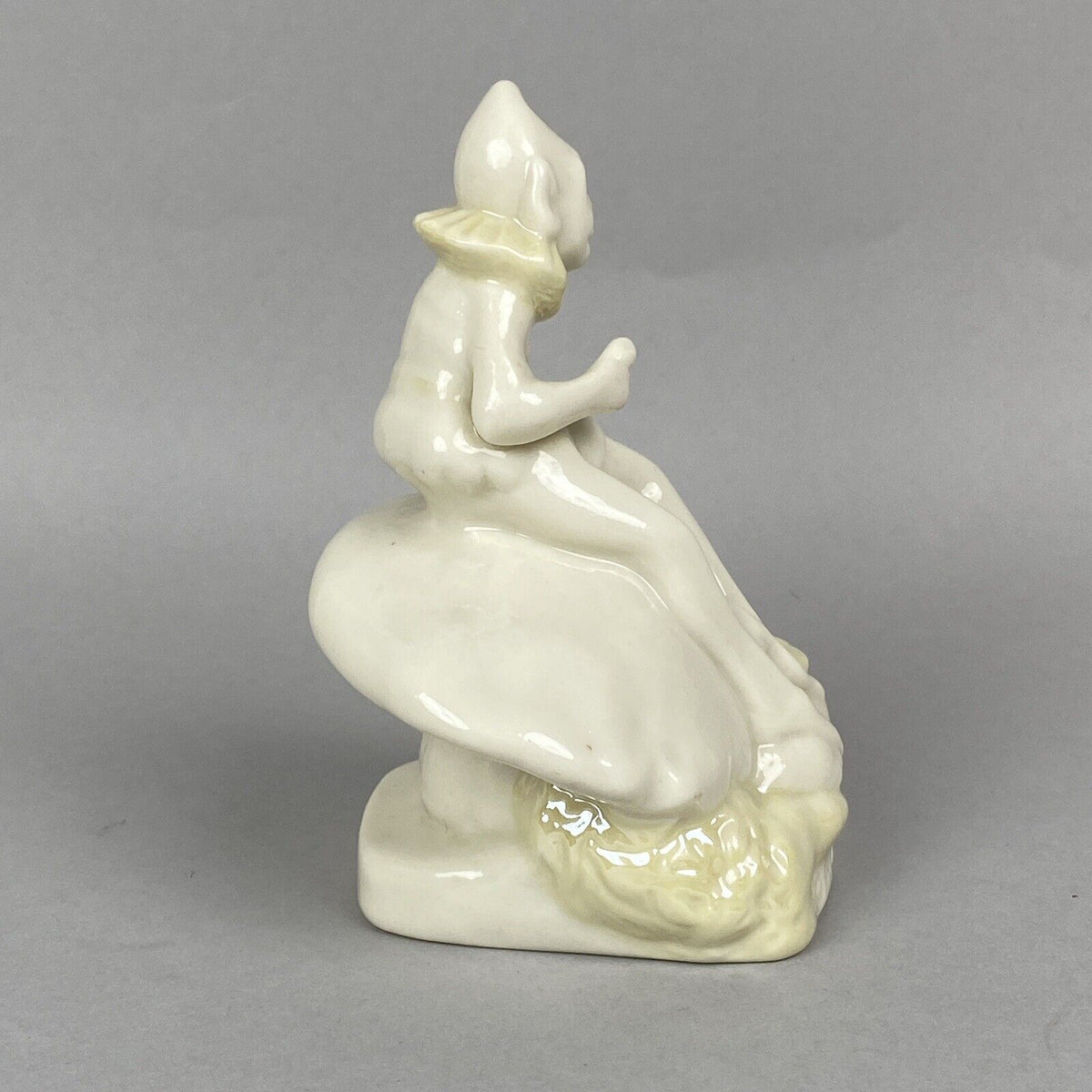 Unique Belleek Irish Porcelain Figurine Depicting an Elf on Mushrooms 5.25" Tall