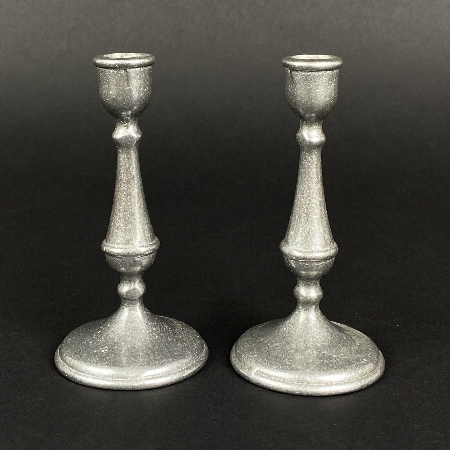 Medieval Times Creamer Sugar and Miniature Candlesticks Pewter Set by Carson