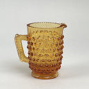 Vintage Miniature Childs Amber Depression Glass Pitcher 3" Hobnail