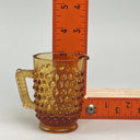 Vintage Miniature Childs Amber Depression Glass Pitcher 3" Hobnail