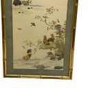 Pair of Frame Brocaded Chinese Art with Variety of Birds 40" Tall x 14" Wide