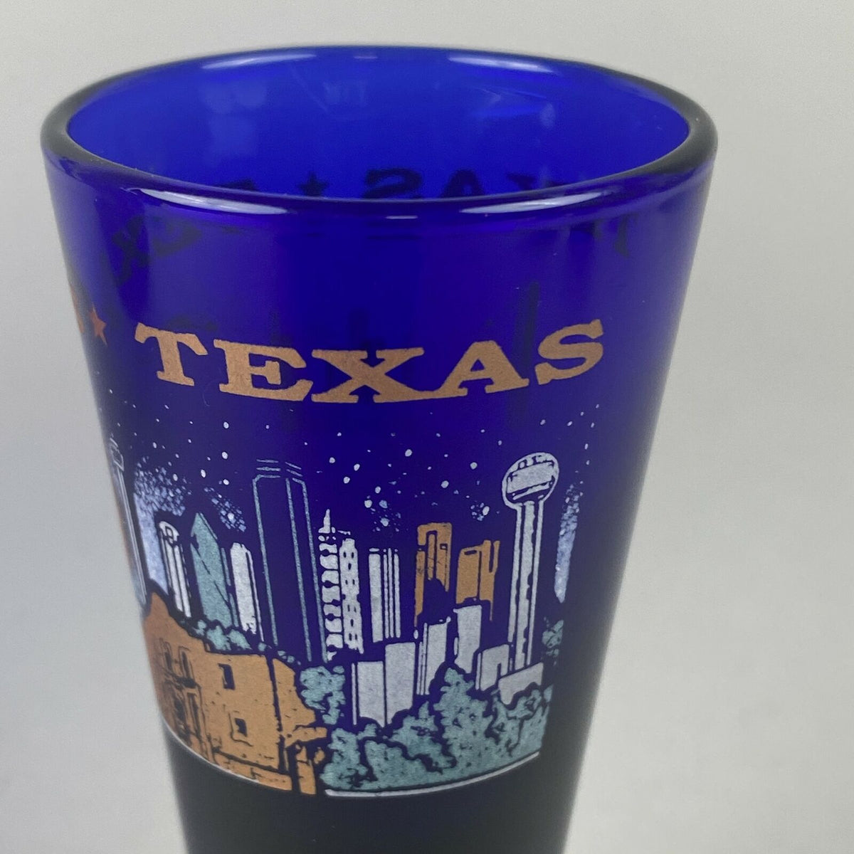 Cobalt Blue Texas Shot Glass (Skyline)