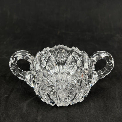 Vintage EAPG Cut Crystal Glass Creamer and Sugar (Please read)