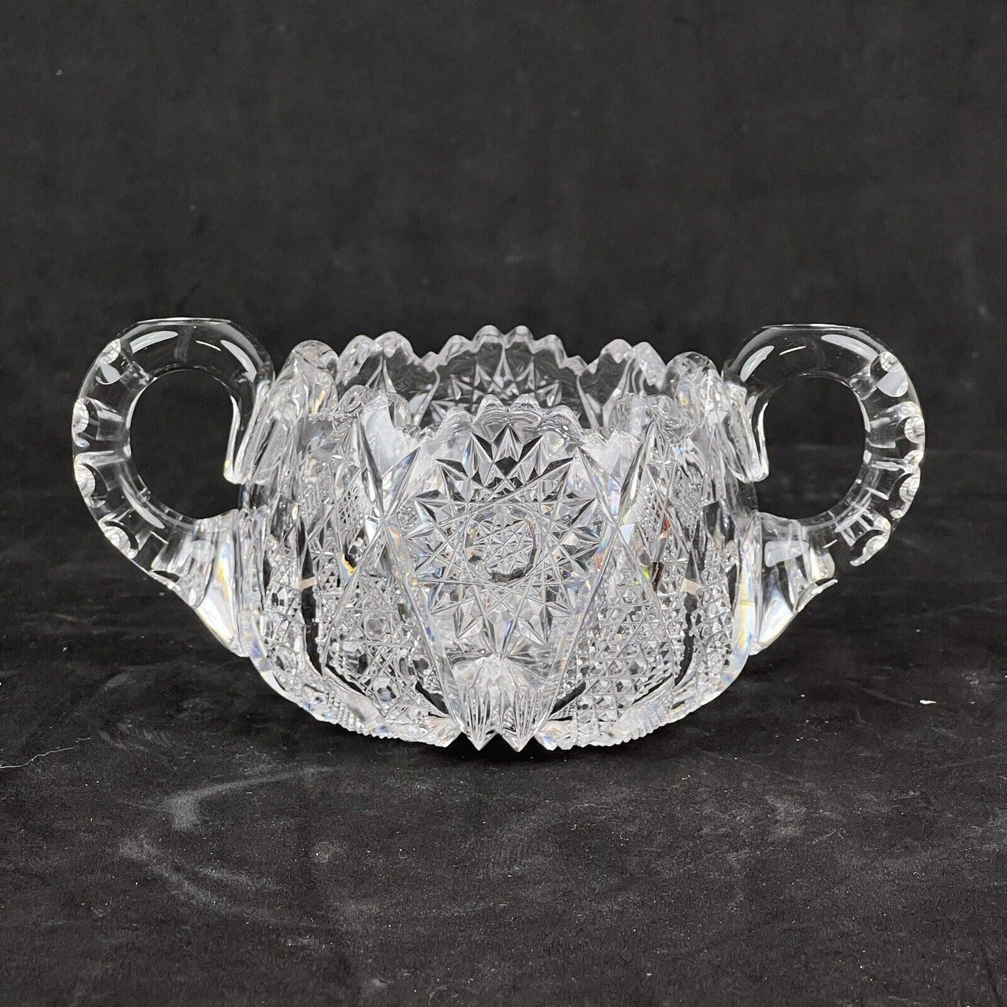 Vintage EAPG Cut Crystal Glass Creamer and Sugar (Please read)