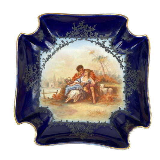 Antique Royal Vienna Porcelain Amor Dish Hand Painted Rare Fine 10" x 10"