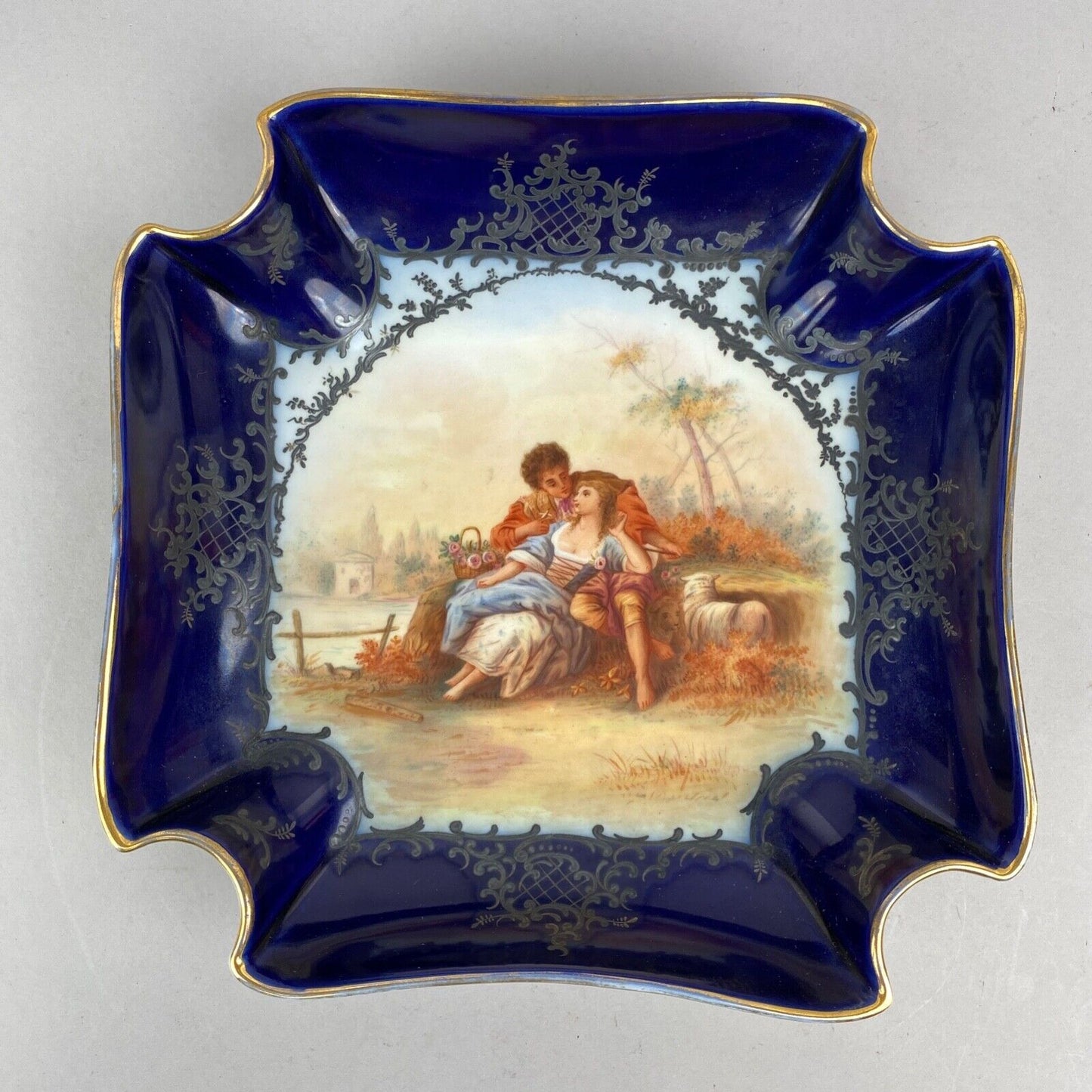 Antique Royal Vienna Porcelain Amor Dish Hand Painted Rare Fine 10" x 10"