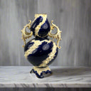 Springer & Co. Elbogen Circa 1890s - Cobalt Blue Pitcher w/ Gold Spiral Design