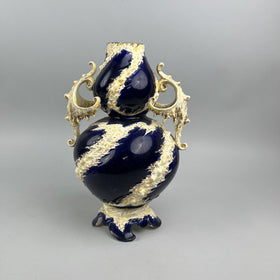 Springer & Co. Elbogen Circa 1890s - Cobalt Blue Pitcher w/ Gold Spiral Design