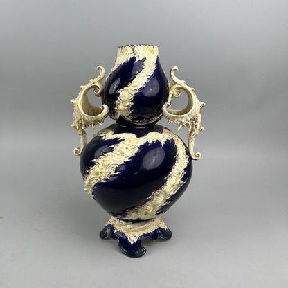 Springer & Co. Elbogen Circa 1890s - Cobalt Blue Pitcher w/ Gold Spiral Design